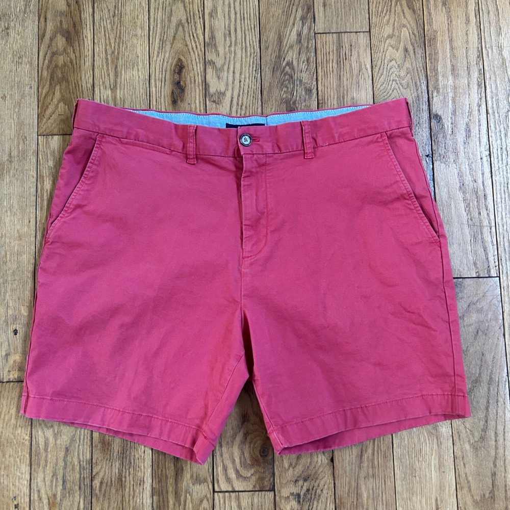 Tommy Hilfiger Mens Red Chino Shorts Custom Fit Stretch Size 38